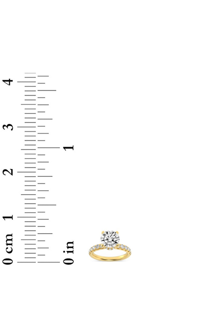 2.5Cttw Round Shaped Lab Grown Diamond (F/VS) Hidden Halo Accented Ring in 14K Gold