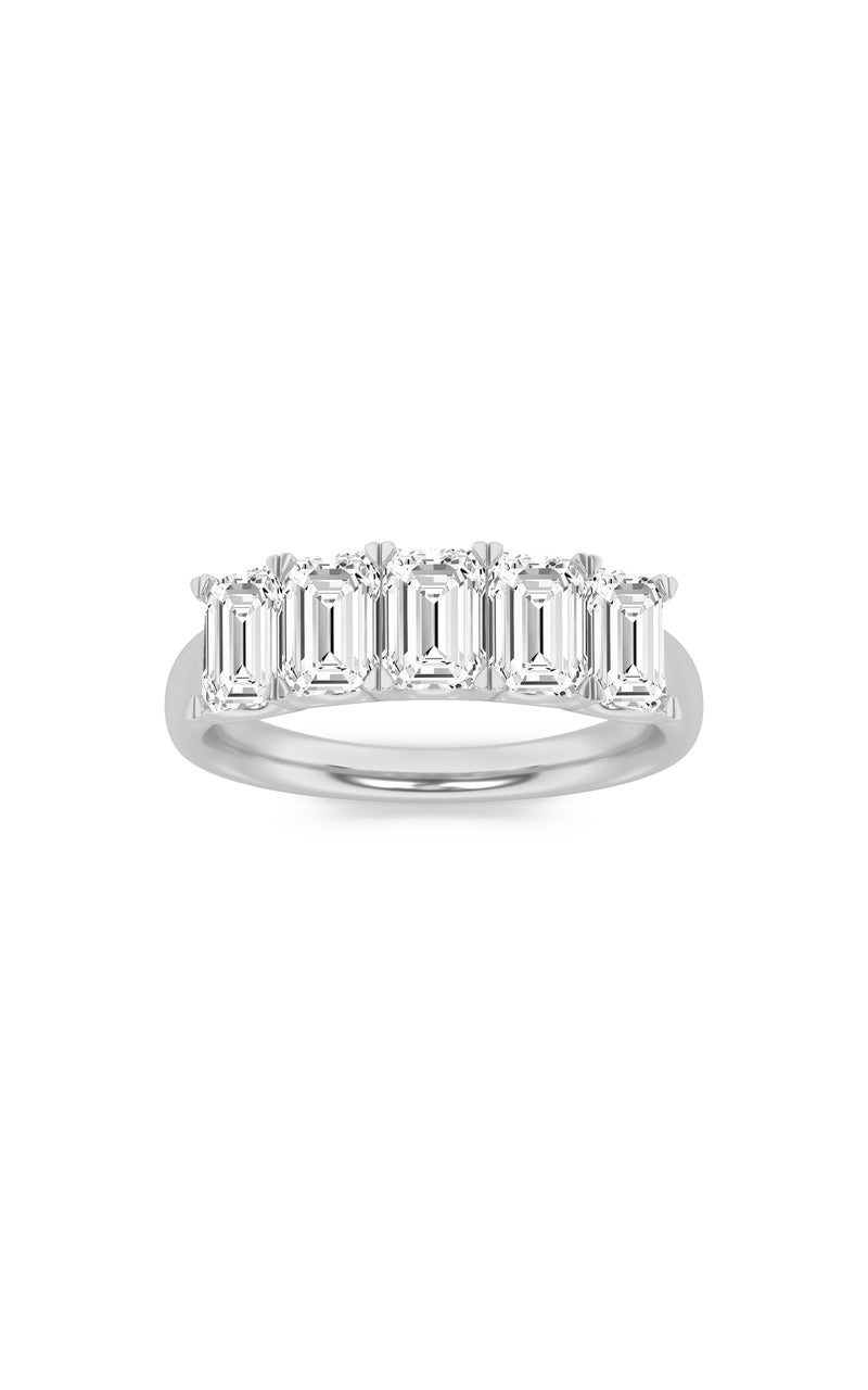 2CTW Emerald Shaped Lab Grown Diamond (F/VS) Five Stone Band Ring in 14K Gold