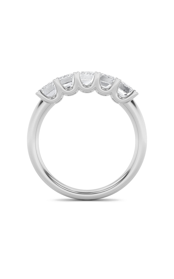 2Cttw Emerald Shaped Lab Grown Diamond (F/VS) Five Stone Band Ring in 14K Gold