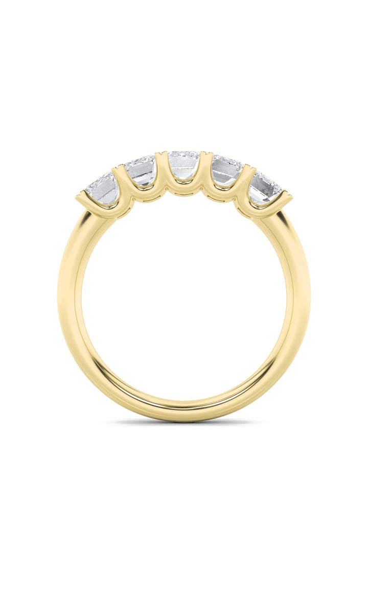 2CTW Emerald Shaped Lab Grown Diamond (F/VS) Five Stone Band Ring in 14K Gold