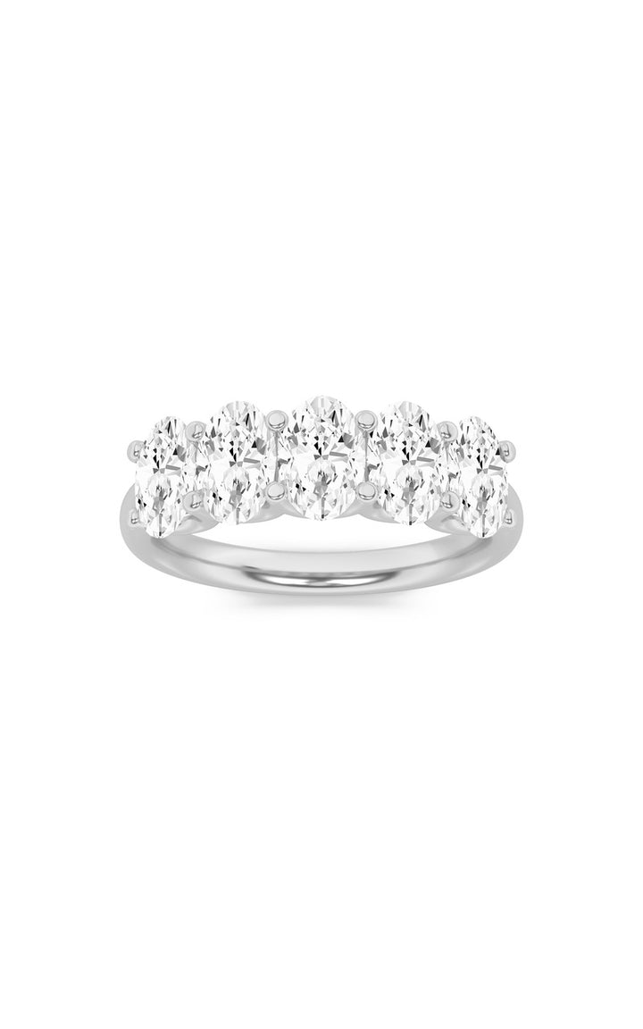 2Cttw Oval Shaped Lab Grown Diamond (F/VS) Five Stone Band Ring in 14K Gold