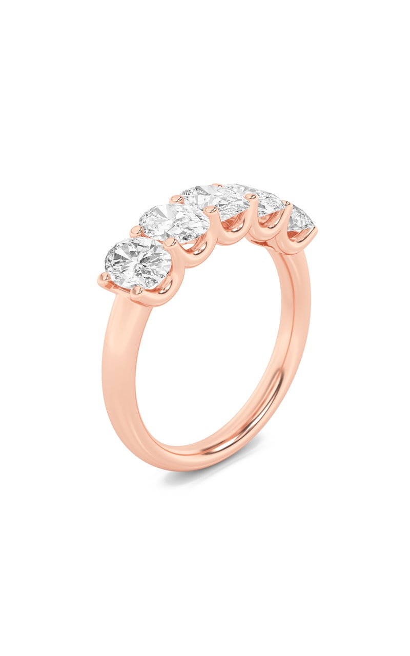 2Cttw Oval Shaped Lab Grown Diamond (F/VS) Five Stone Band Ring in 14K Gold