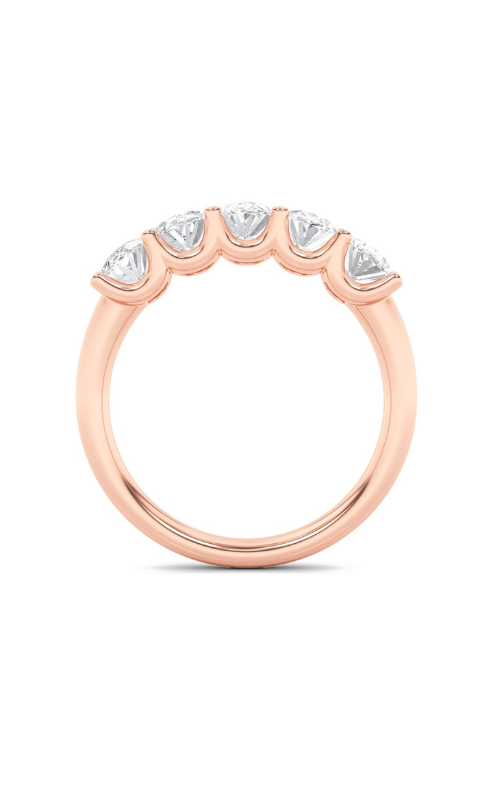 2Cttw Oval Shaped Lab Grown Diamond (F/VS) Five Stone Band Ring in 14K Gold