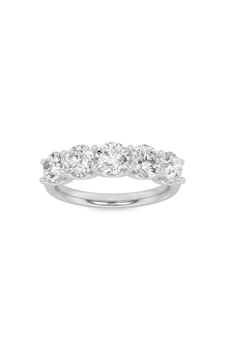 2Cttw Round Shaped Lab Grown Diamond (F/VS) Five Stone Band Ring in 14K Gold