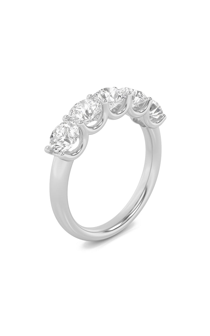 2Cttw Round Shaped Lab Grown Diamond (F/VS) Five Stone Band Ring in 14K Gold