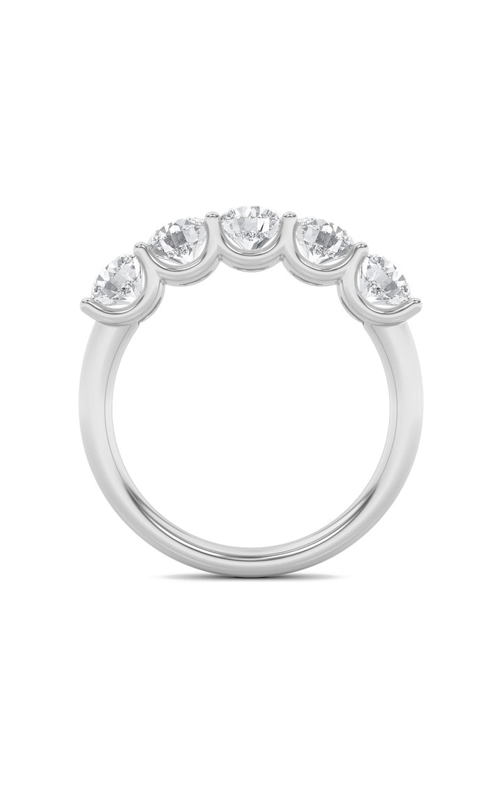 2Cttw Round Shaped Lab Grown Diamond (F/VS) Five Stone Band Ring in 14K Gold