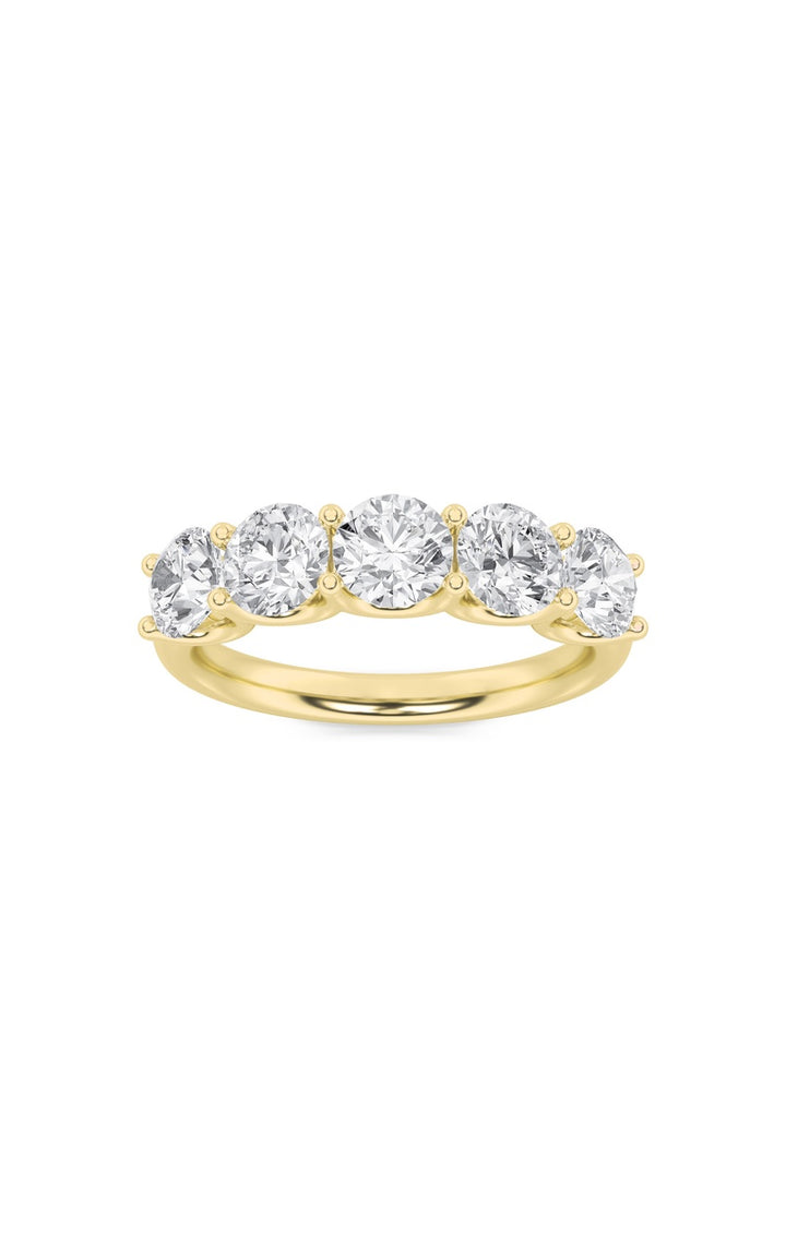 2Cttw Round Shaped Lab Grown Diamond (F/VS) Five Stone Band Ring in 14K Gold
