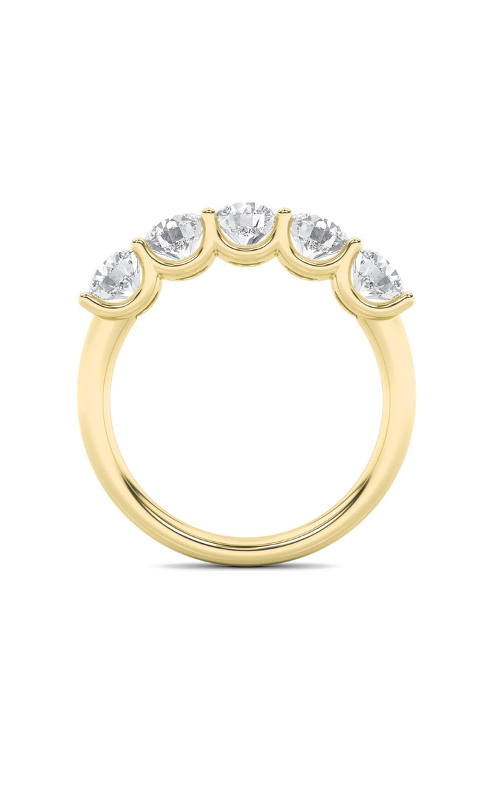 2Cttw Round Shaped Lab Grown Diamond (F/VS) Five Stone Band Ring in 14K Gold