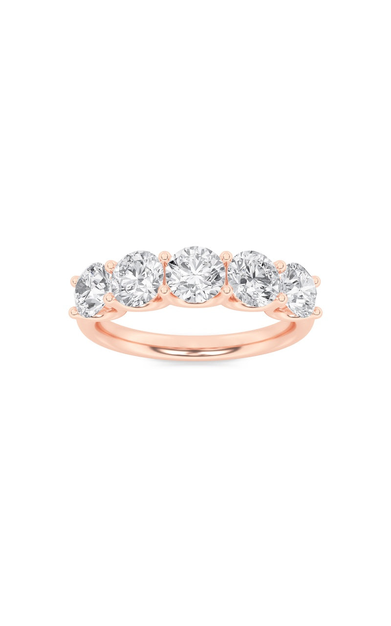 2Cttw Round Shaped Lab Grown Diamond (F/VS) Five Stone Band Ring in 14K Gold