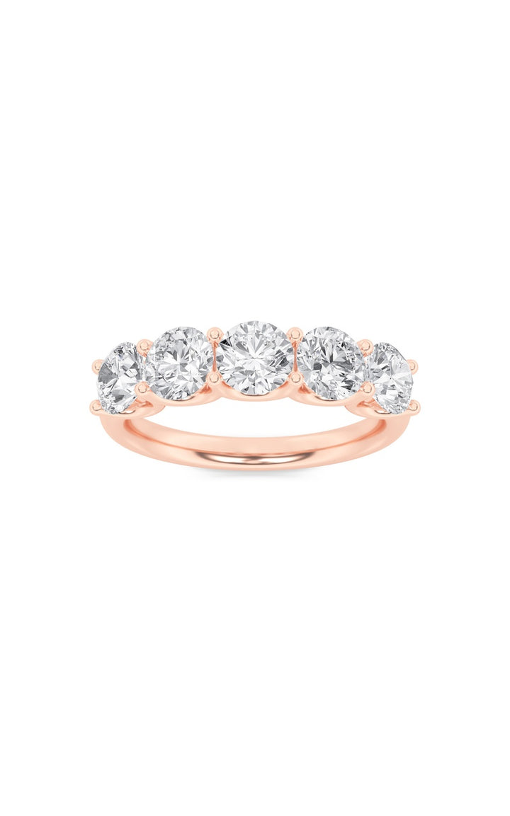 2Cttw Round Shaped Lab Grown Diamond (F/VS) Five Stone Band Ring in 14K Gold