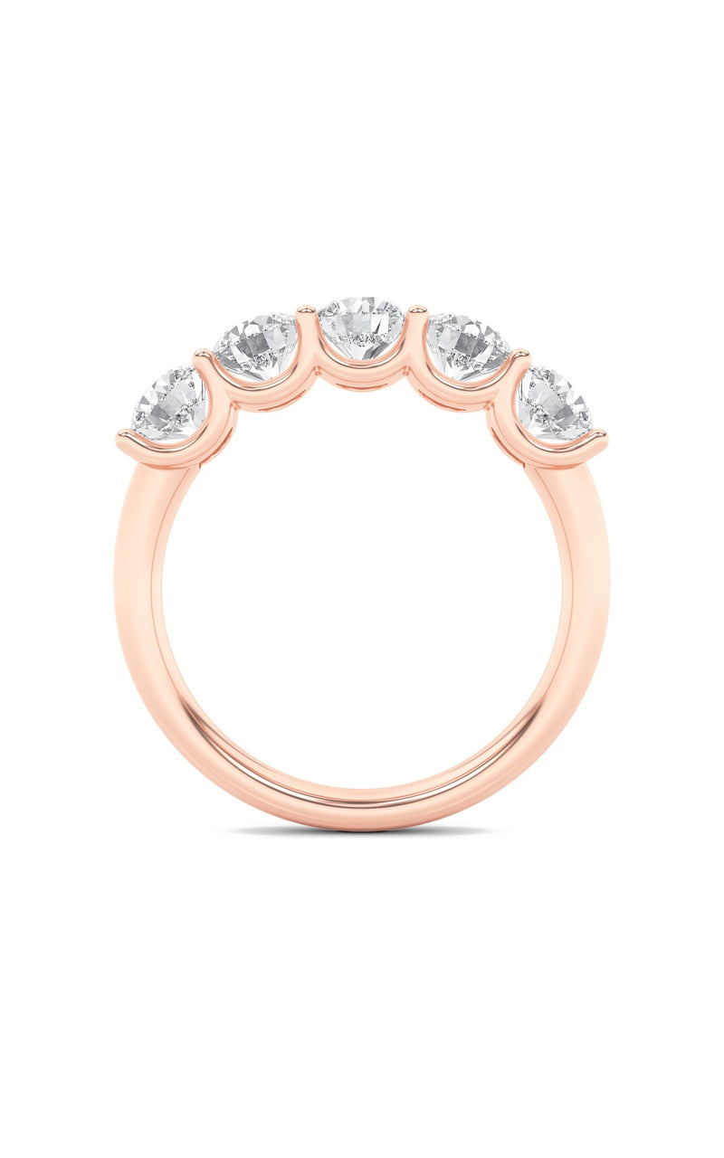 2Cttw Round Shaped Lab Grown Diamond (F/VS) Five Stone Band Ring in 14K Gold