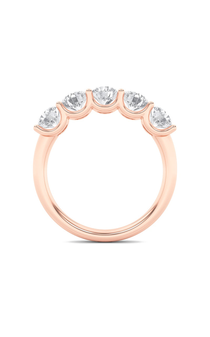 2Cttw Round Shaped Lab Grown Diamond (F/VS) Five Stone Band Ring in 14K Gold