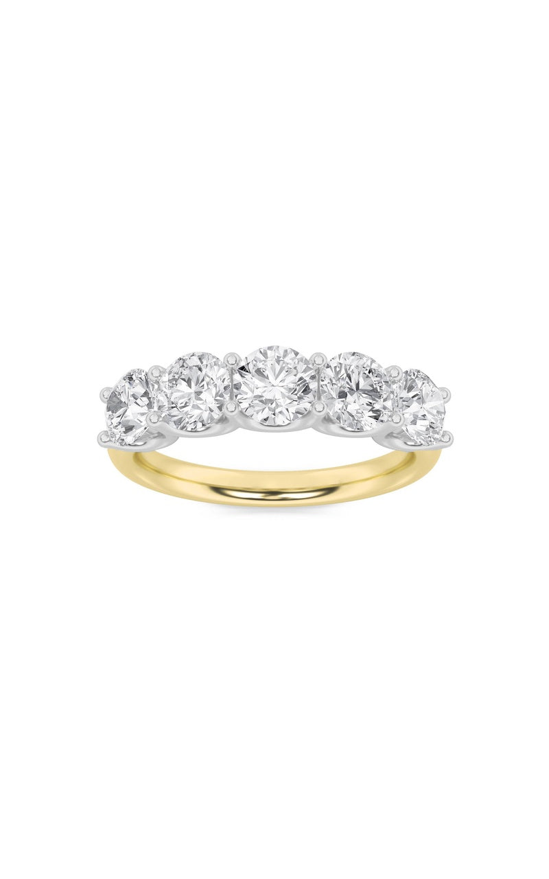2Cttw Round Shaped Lab Grown Diamond (F/VS) Five Stone Band Ring in 14K Gold