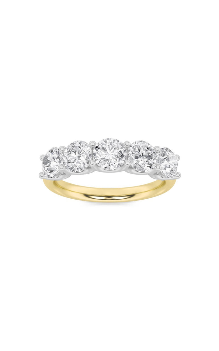 2Cttw Round Shaped Lab Grown Diamond (F/VS) Five Stone Band Ring in 14K Gold