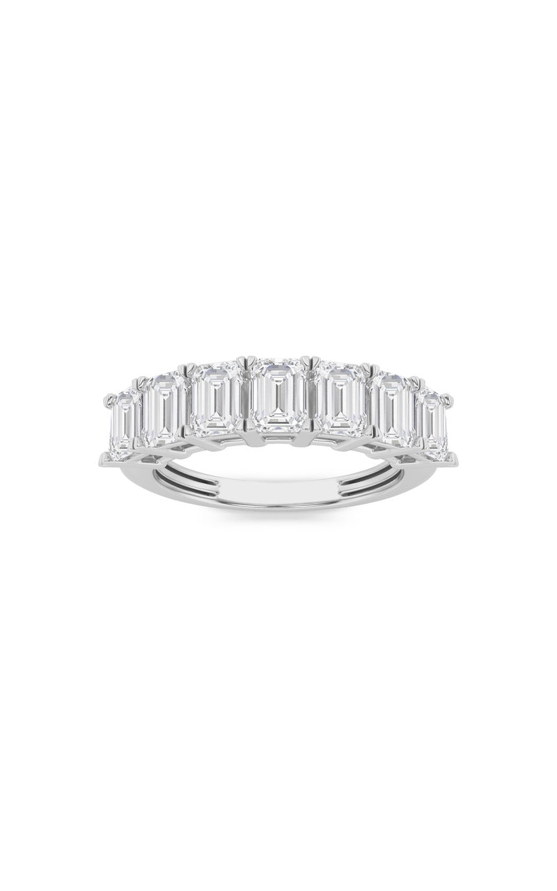 3CTW Emerald Shaped Lab Grown Diamond (F/VS) Seven Stone Band Ring in 14K Gold
