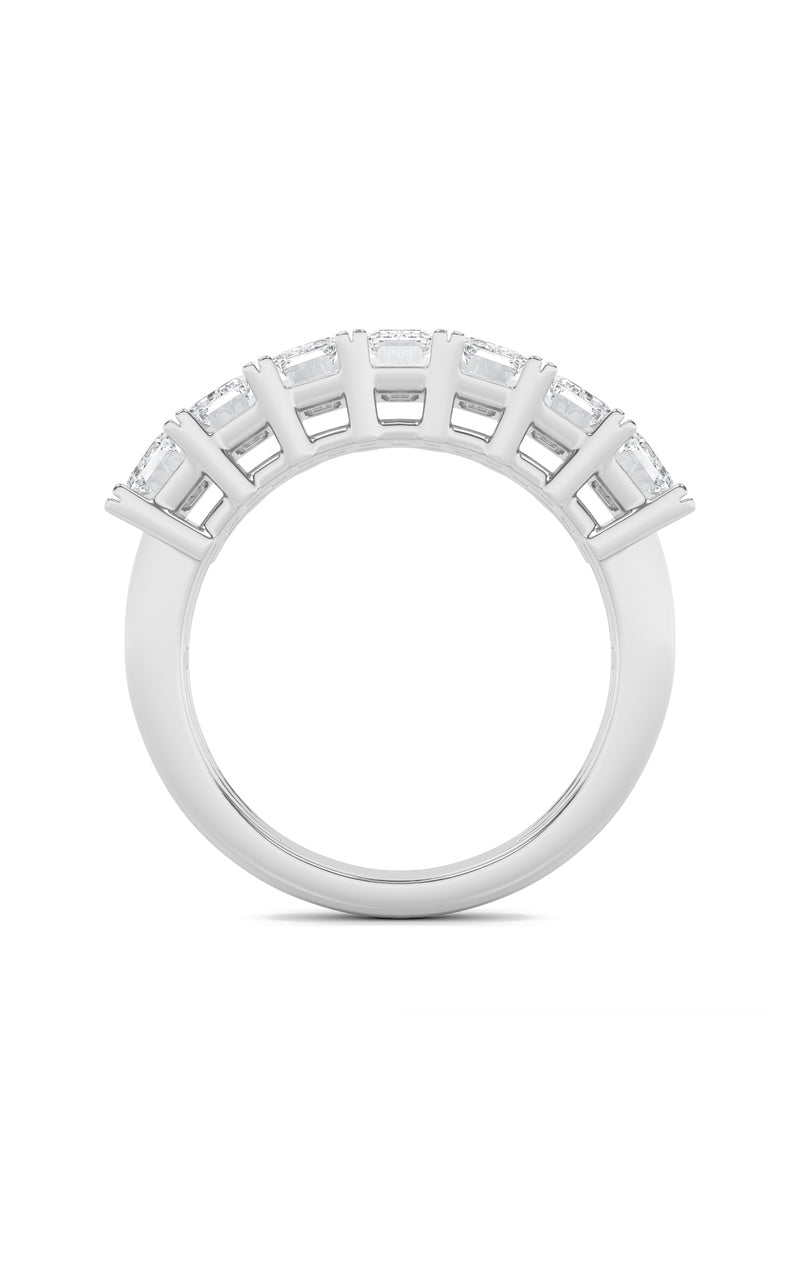 3CTW Emerald Shaped Lab Grown Diamond (F/VS) Seven Stone Band Ring in 14K Gold