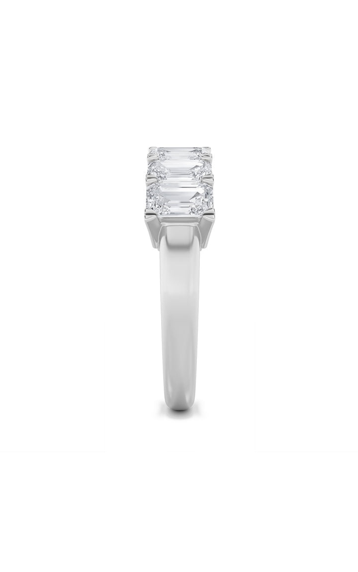 3Cttw Emerald Shaped Lab Grown Diamond (F/VS) Seven Stone Band Ring in 14K Gold