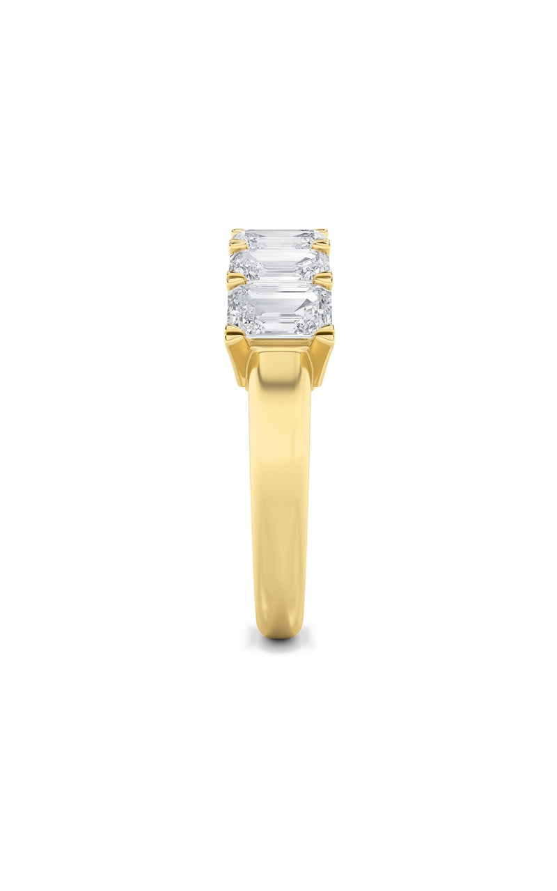 3Cttw Emerald Shaped Lab Grown Diamond (F/VS) Seven Stone Band Ring in 14K Gold