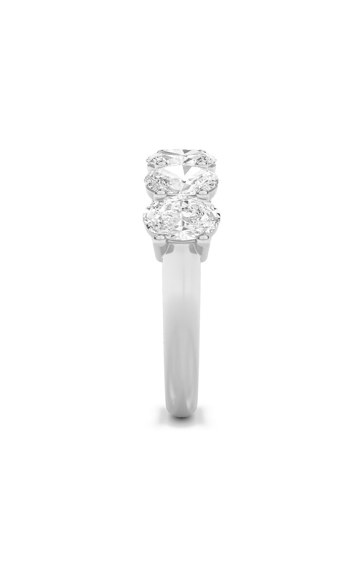 3Cttw Oval Shaped Lab Grown Diamond (F/VS) Seven Stone Band Ring in 14K Gold