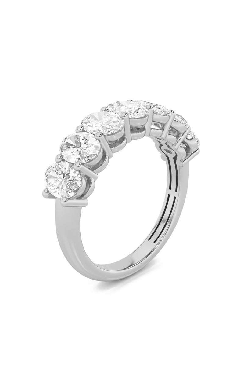 3Cttw Oval Shaped Lab Grown Diamond (F/VS) Seven Stone Band Ring in 14K Gold