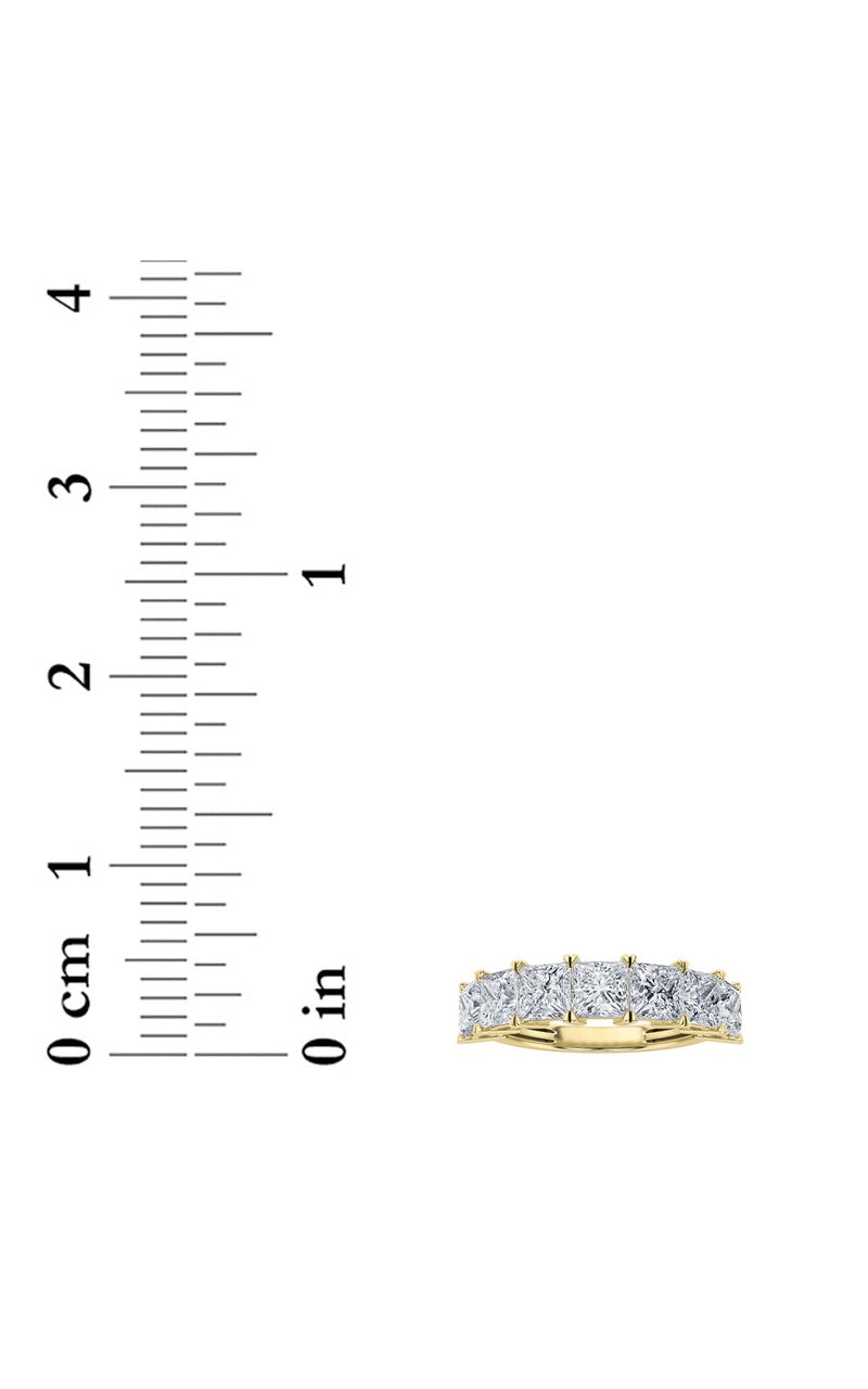 2Cttw Princess Shaped Lab Grown Diamond (F/VS) Seven Stone Band Ring in 14K Gold