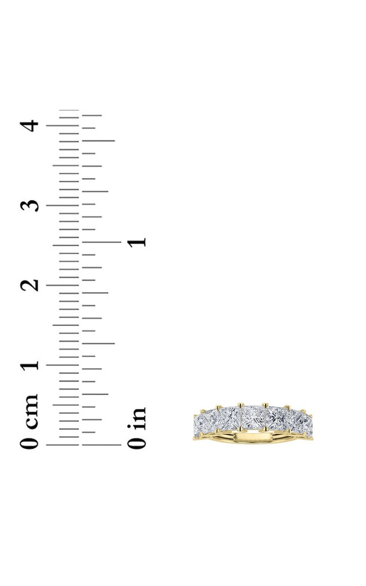 2Cttw Princess Shaped Lab Grown Diamond (F/VS) Seven Stone Band Ring in 14K Gold