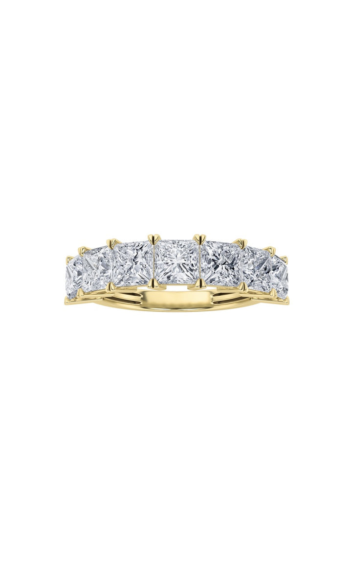 3Cttw Princess Shaped Lab Grown Diamond (F/VS) Seven Stone Band Ring in 14K Gold