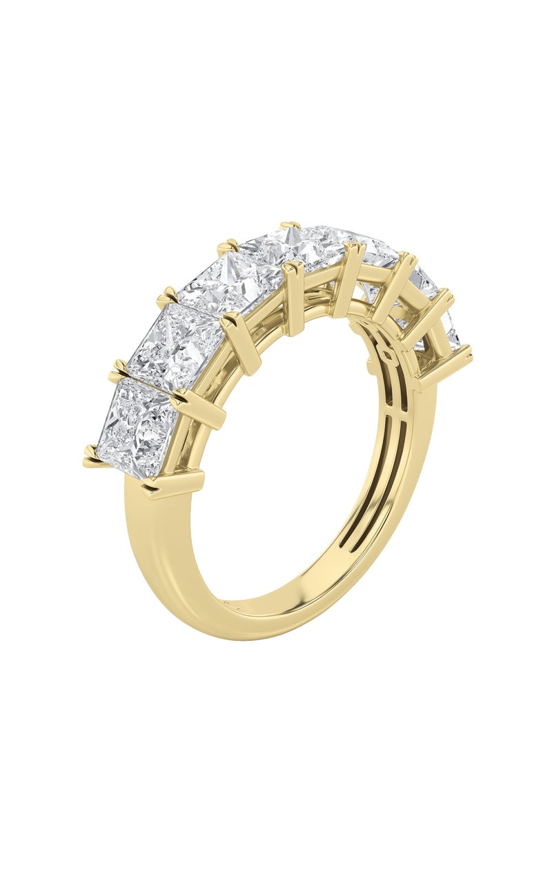 3Cttw Princess Shaped Lab Grown Diamond (F/VS) Seven Stone Band Ring in 14K Gold