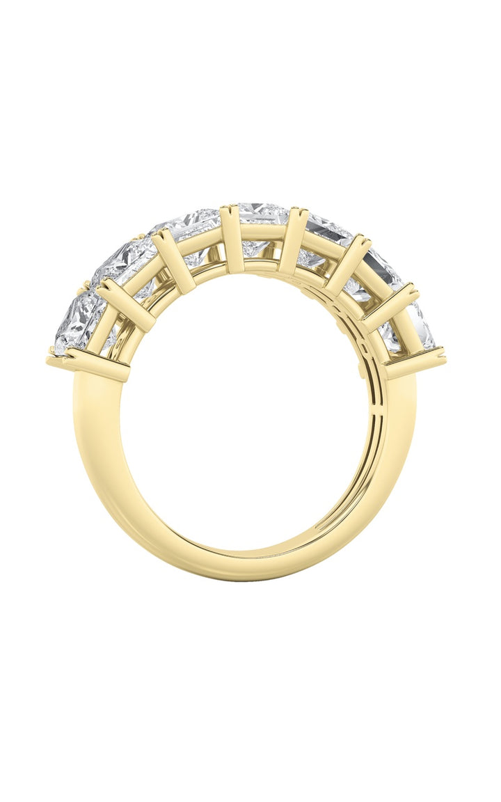 3Cttw Princess Shaped Lab Grown Diamond (F/VS) Seven Stone Band Ring in 14K Gold