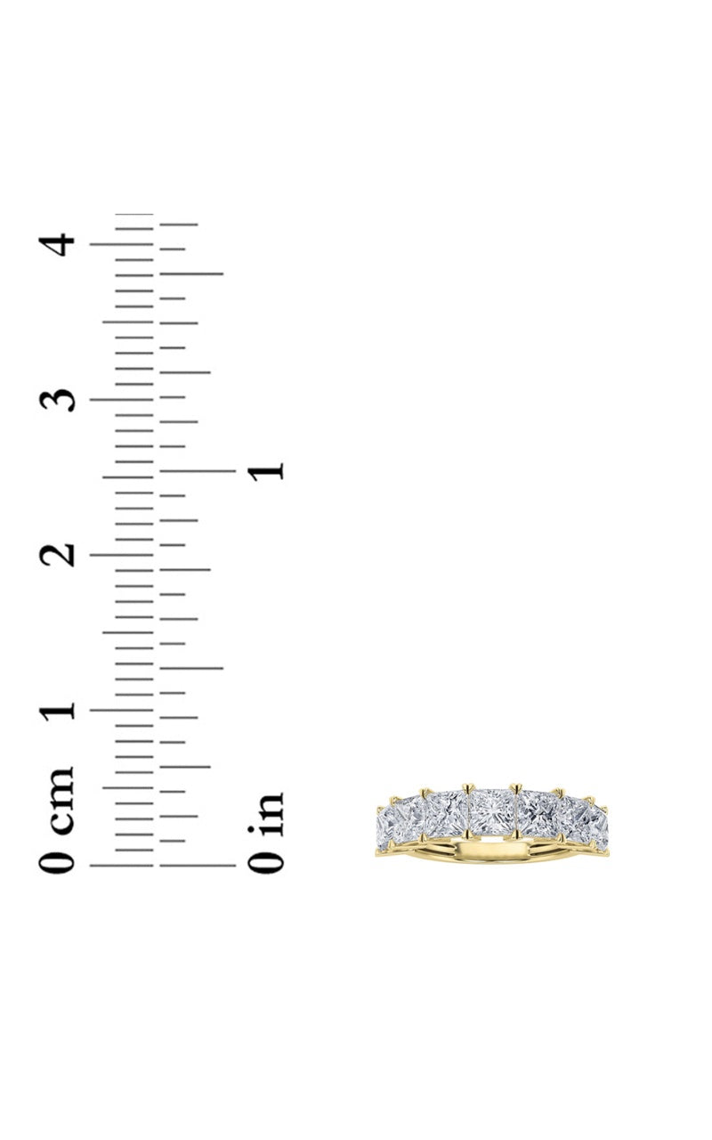 3CTW Princess Shaped Lab Grown Diamond (F/VS) Seven Stone Band Ring in 14K Gold