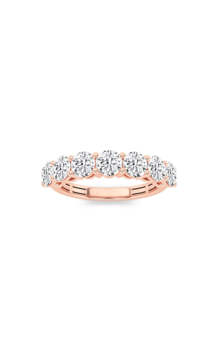 2Cttw Round Shaped Lab Grown Diamond (F/VS) Seven Stone Band Ring in 14K Gold