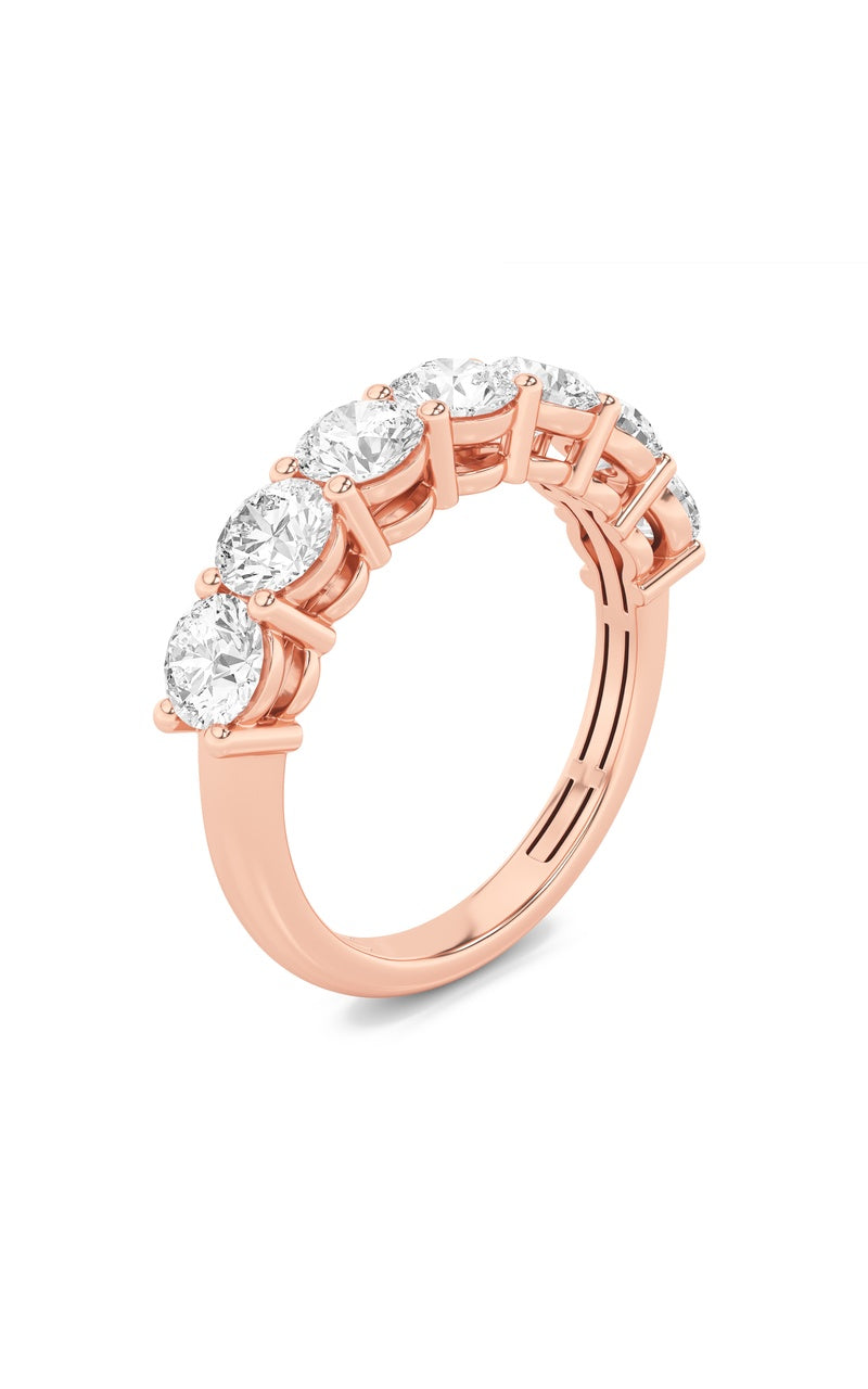 2Cttw Round Shaped Lab Grown Diamond (F/VS) SevenStone Band Ring in 14K Gold