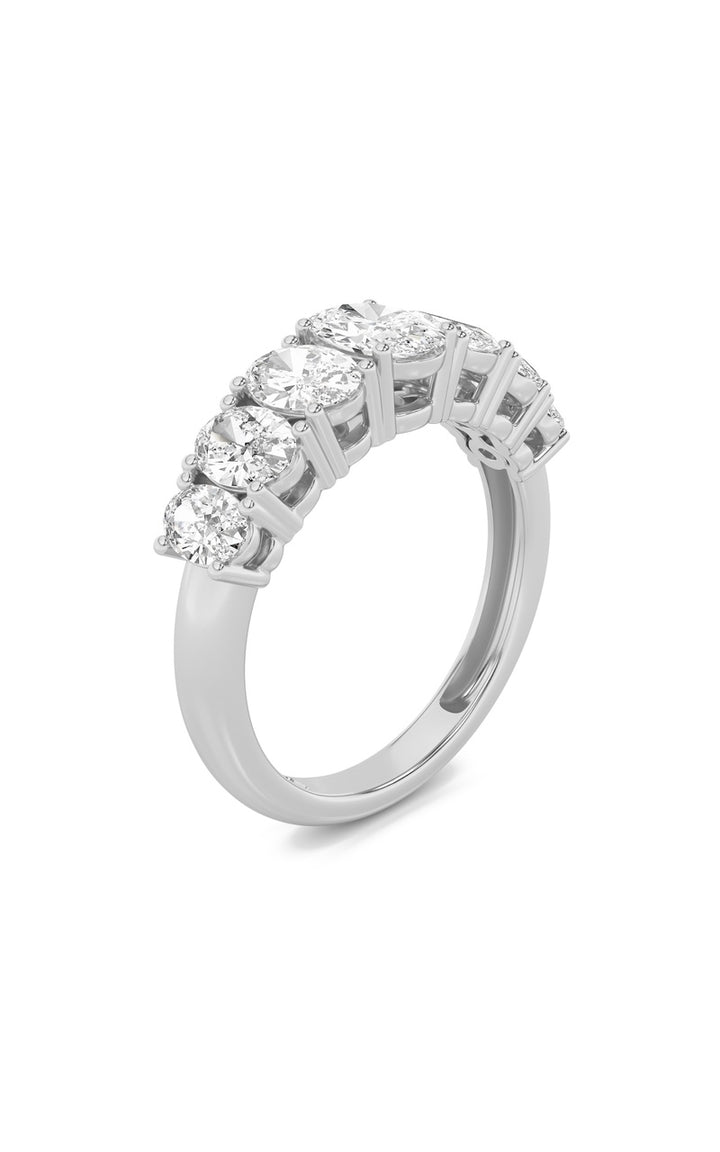 2Cttw Oval Shaped Lab Grown Diamond (F/VS) Seven Stone Band Ring in 14K Gold
