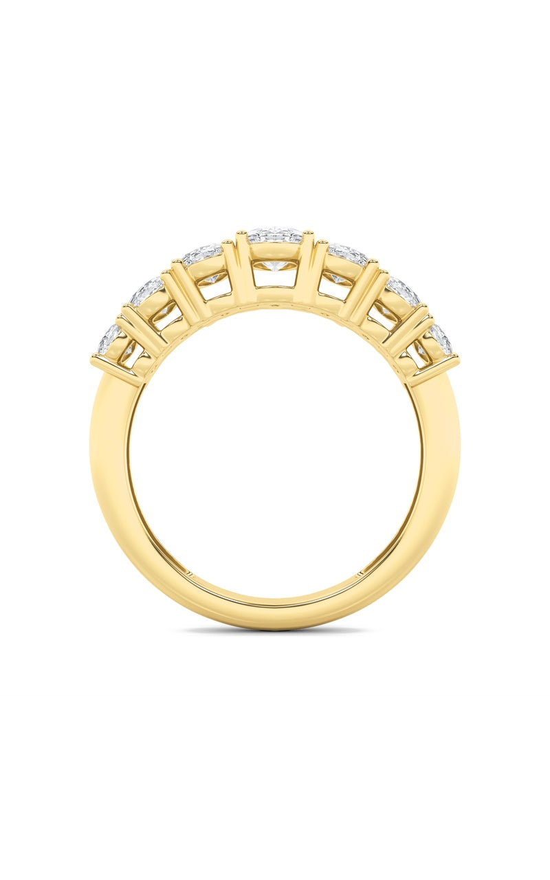 2Cttw Oval Shaped Lab Grown Diamond (F/VS) Seven Stone Band Ring in 14K Gold