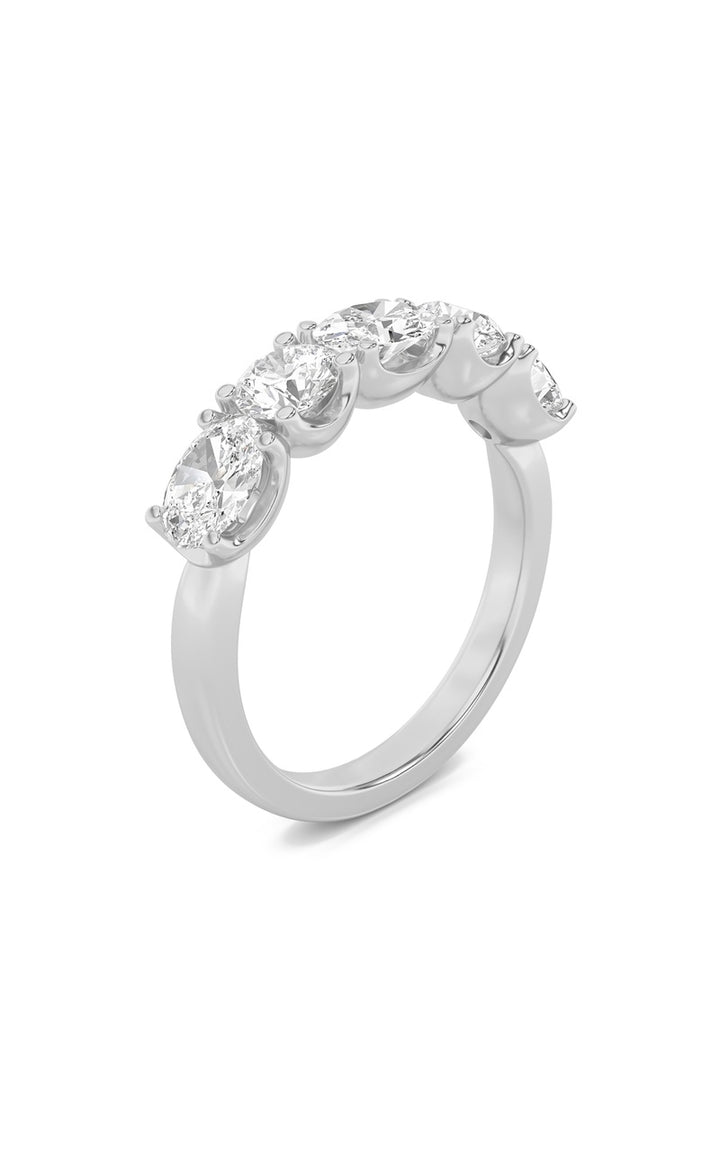 2Cttw Oval Shaped Lab Grown Diamond (F/VVS) Five Stone Band Ring in 14K Gold
