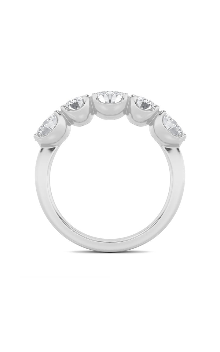 2Cttw Oval Shaped Lab Grown Diamond (F/VVS) Five Stone Band Ring in 14K Gold