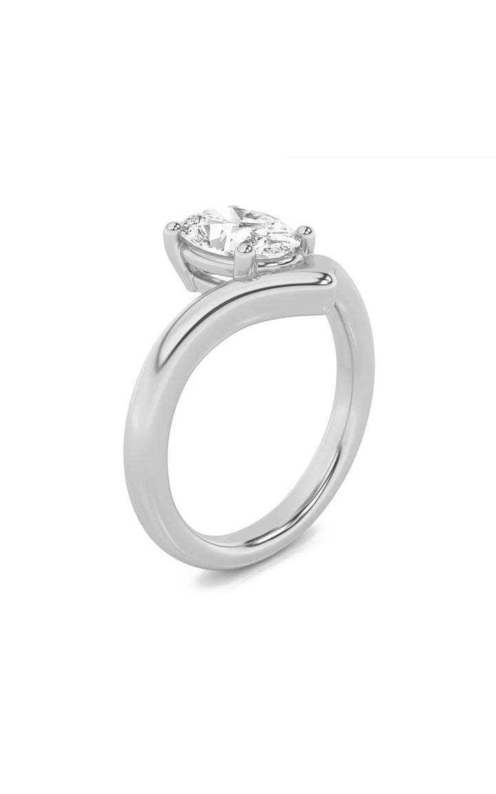1.5Cttw Oval Shaped Lab Grown Diamond (G/VS) Chevron Solitaire Engagement Ring in 14K Gold