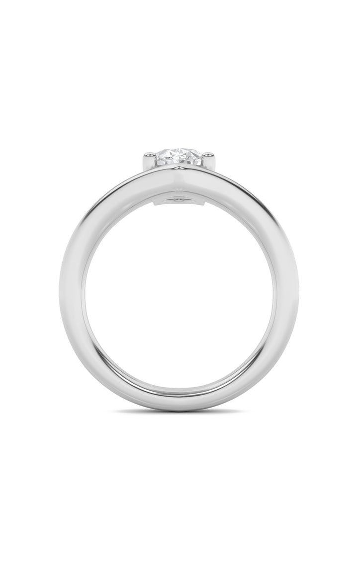 1.5CTW Oval Shaped Lab Grown Diamond (G/VS) Chevron Solitaire Engagement Ring in 14K Gold