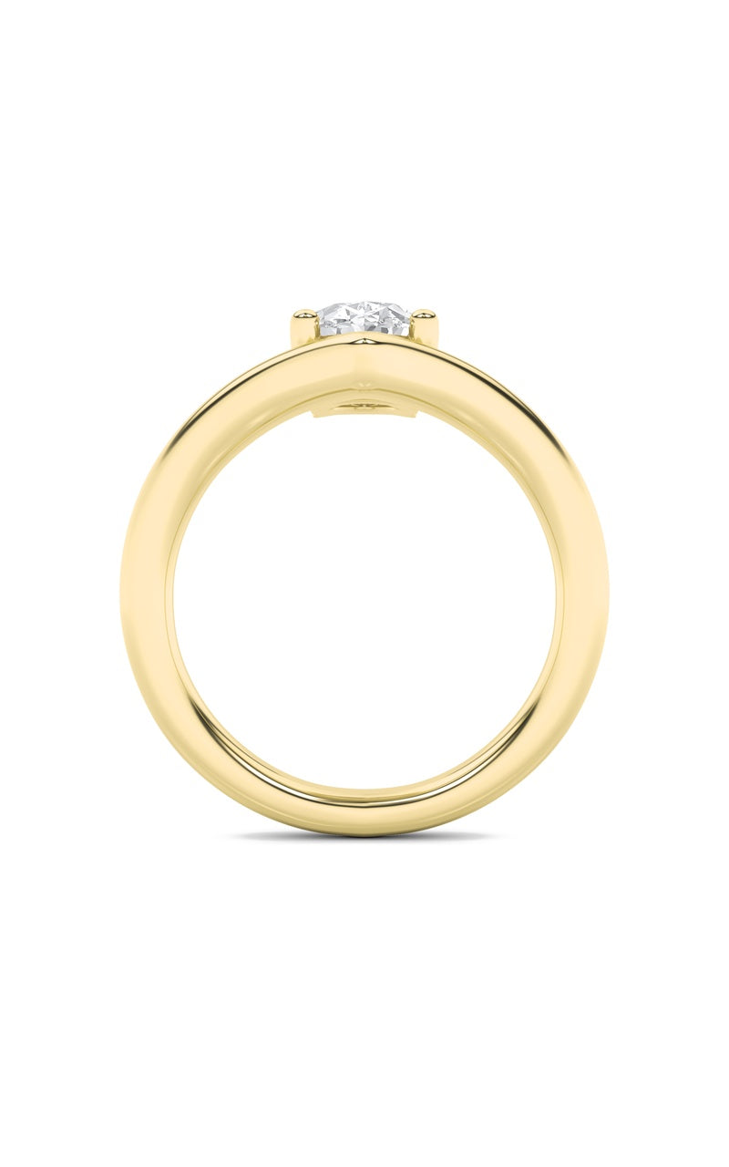 1.5CTW Oval Shaped Lab Grown Diamond (G/VS) Chevron Solitaire Engagement Ring in 14K Gold