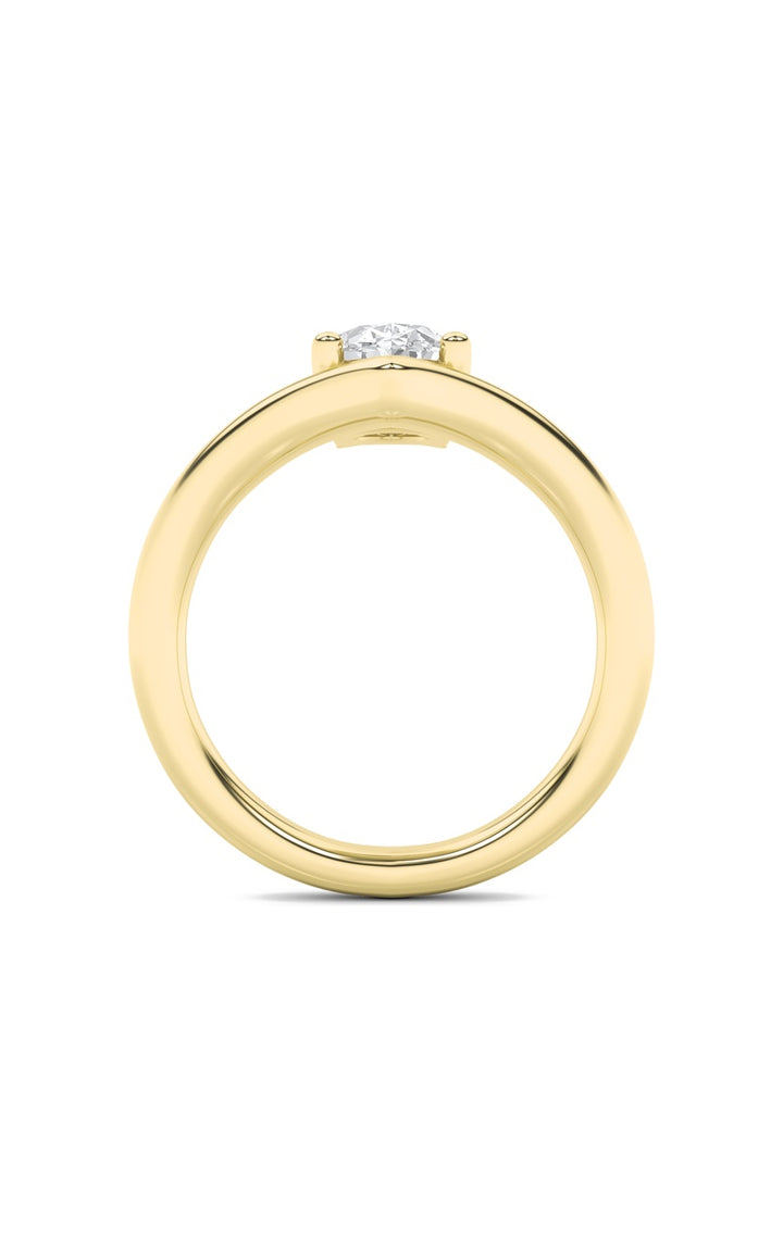 1.5CTW Oval Shaped Lab Grown Diamond (G/VS) Chevron Solitaire Engagement Ring in 14K Gold