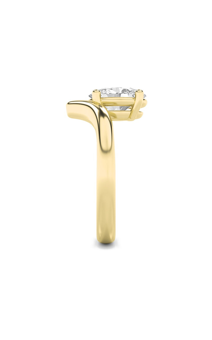 1.5Cttw Oval Shaped Lab Grown Diamond (G/VS) Chevron Solitaire Engagement Ring in 14K Gold