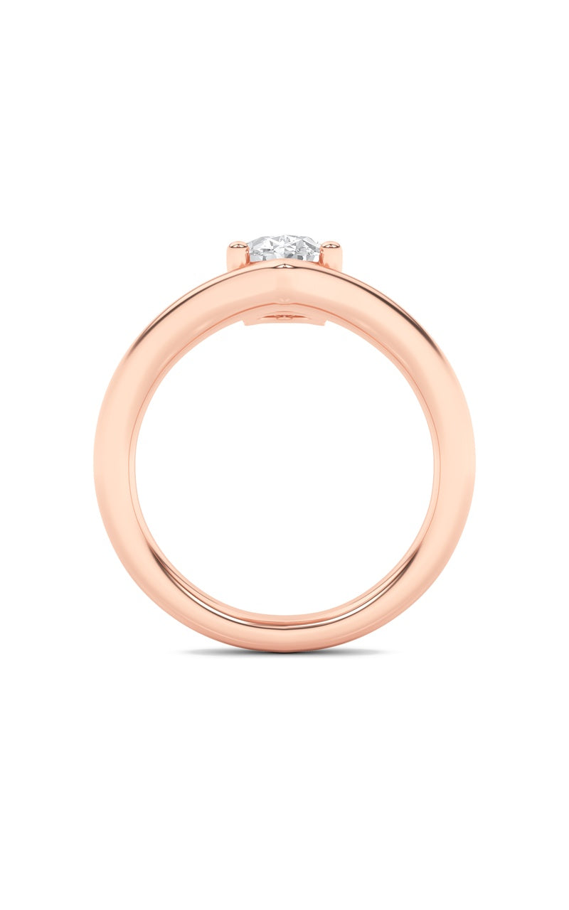 1.5CTW Oval Shaped Lab Grown Diamond (G/VS) Chevron Solitaire Engagement Ring in 14K Gold