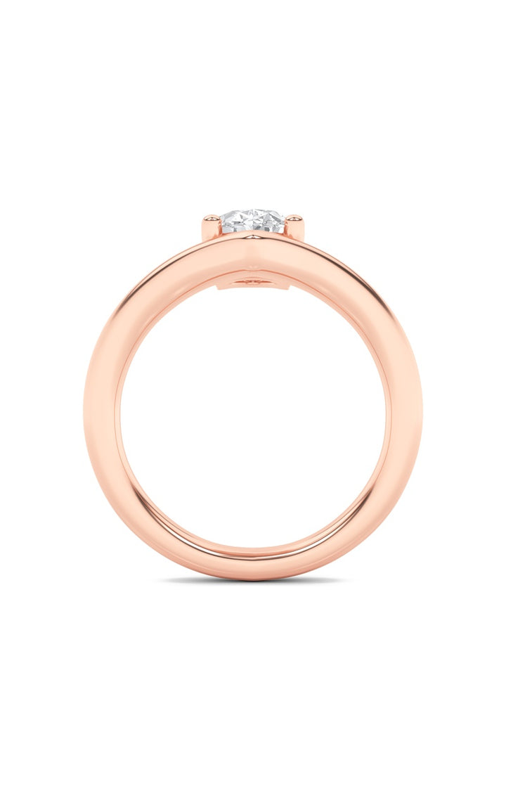 1.5CTW Oval Shaped Lab Grown Diamond (G/VS) Chevron Solitaire Engagement Ring in 14K Gold