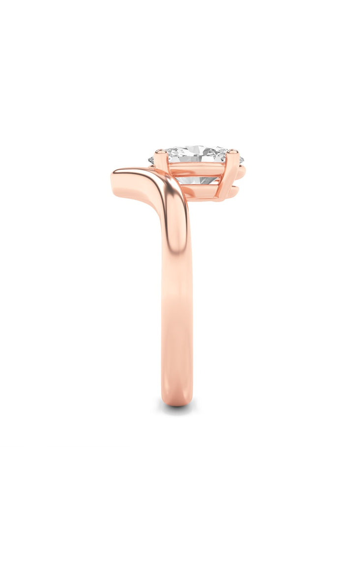 1.5Cttw Oval Shaped Lab Grown Diamond (G/VS) Chevron Solitaire Engagement Ring in 14K Gold