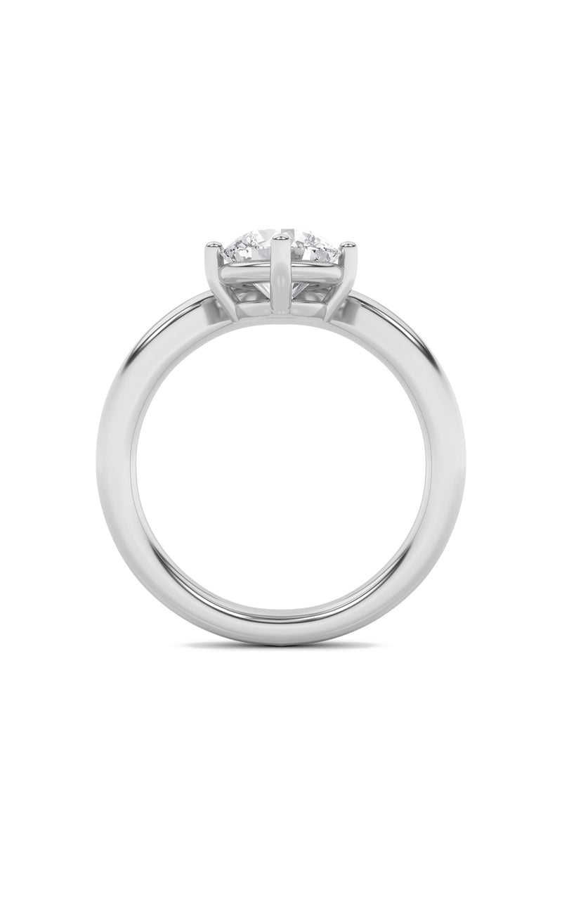 1.5Cttw Round Shaped Lab Grown Diamond (G/VS) Chevron Solitaire Engagement Ring in 14K Gold