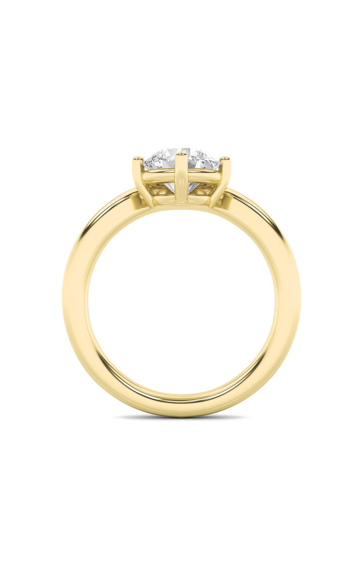 1.5Cttw Round Shaped Lab Grown Diamond (G/VS) Chevron Solitaire Engagement Ring in 14K Gold