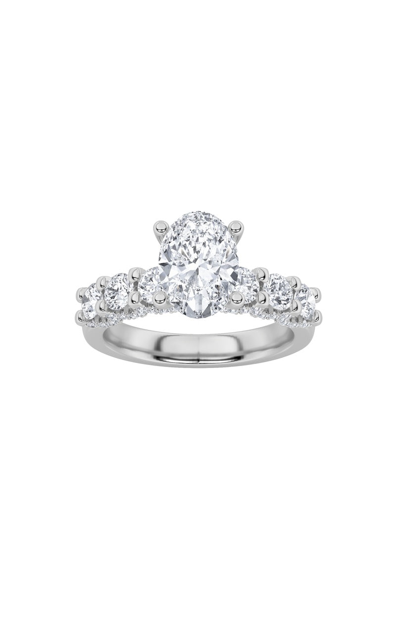 2.5Cttw Oval Shaped Lab Grown Diamond (G/VS) Accented Double Halo Set of Band and Ring in 14K Gold