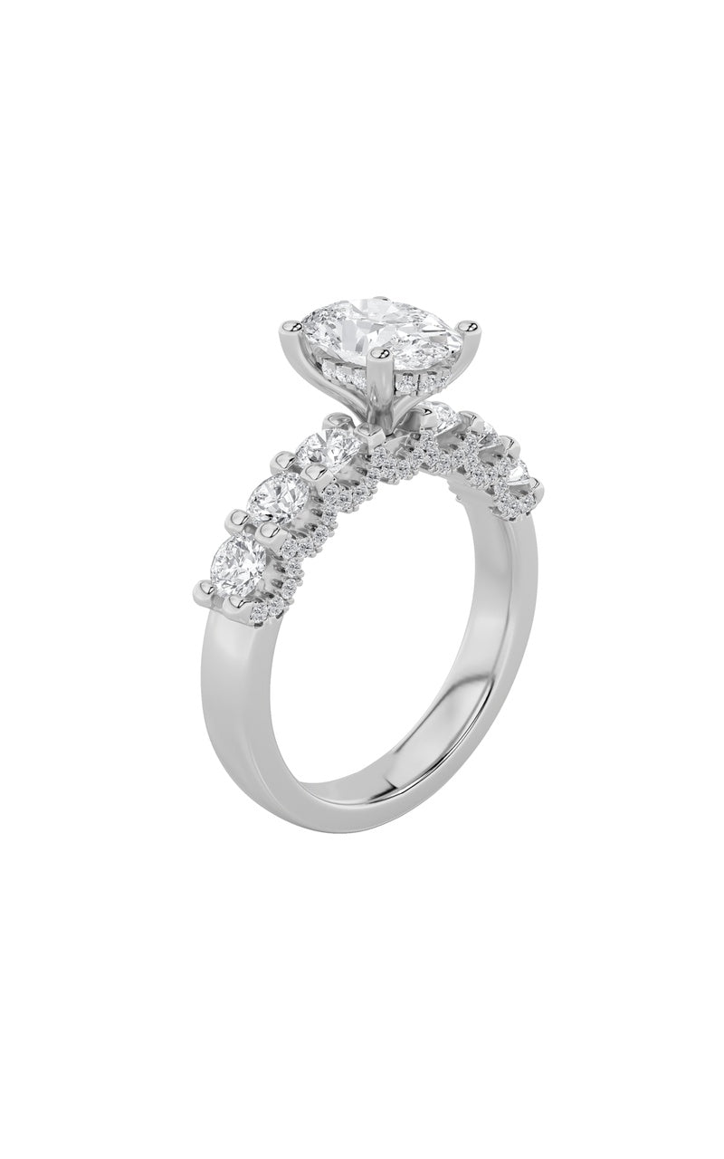 2.5Cttw Oval Shaped Lab Grown Diamond (G/VS) Accented Double Halo Set of Band and Ring in 14K Gold