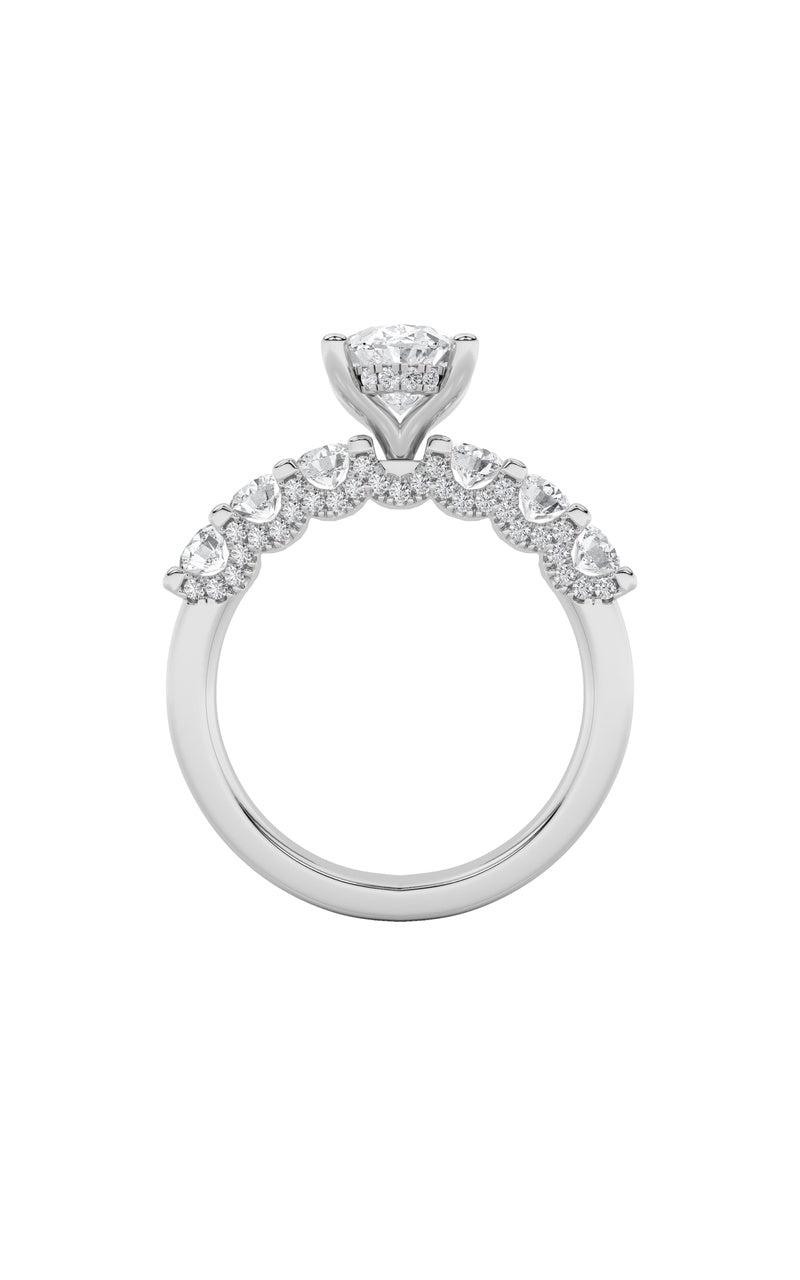 2.5Cttw Oval Shaped Lab Grown Diamond (G/VS) Accented Double Halo Set of Band and Ring in 14K Gold