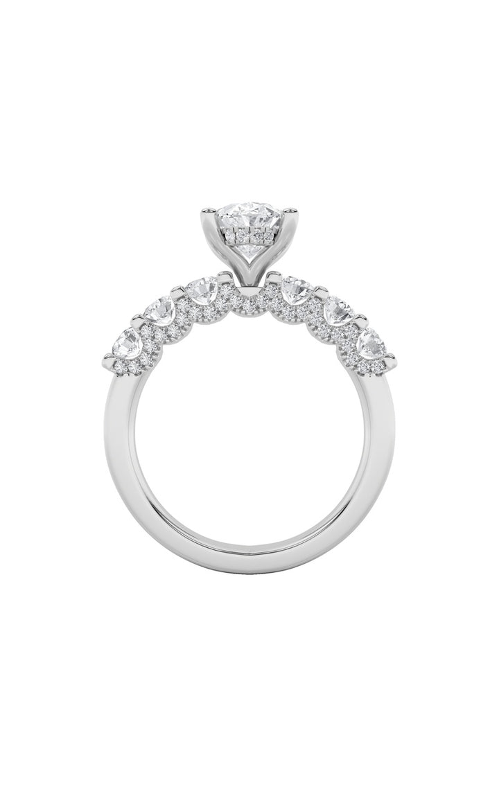 2.5Cttw Oval Shaped Lab Grown Diamond (G/VS) Accented Double Halo Set of Band and Ring in 14K Gold